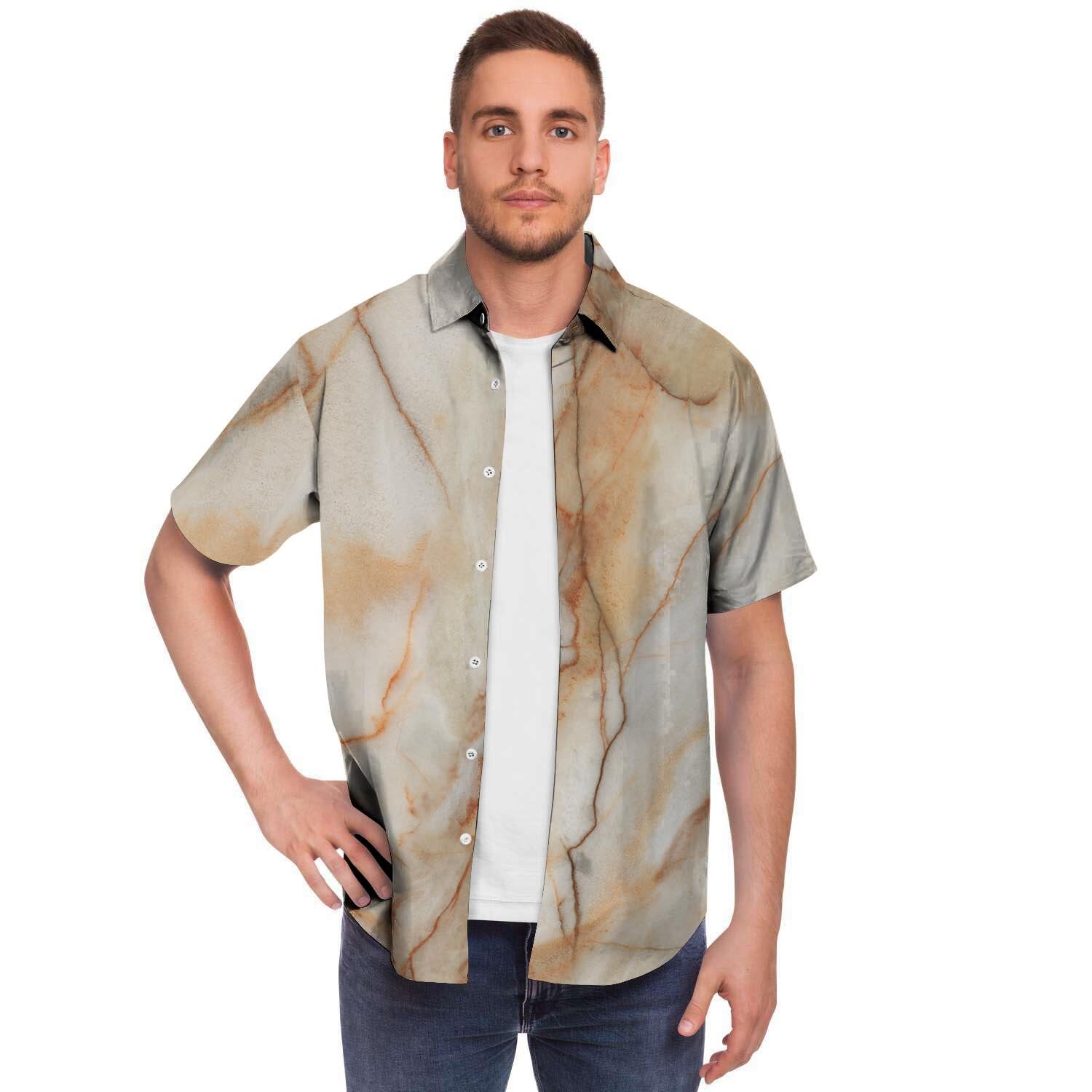 Brown Marble Men's Short Sleeve Shirt-grizzshop