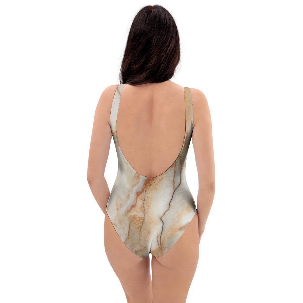 Brown Marble One Piece Swimsuite-grizzshop