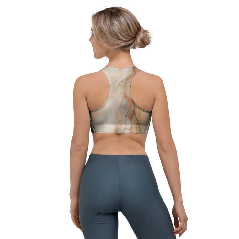 Brown Marble Sports Bra-grizzshop