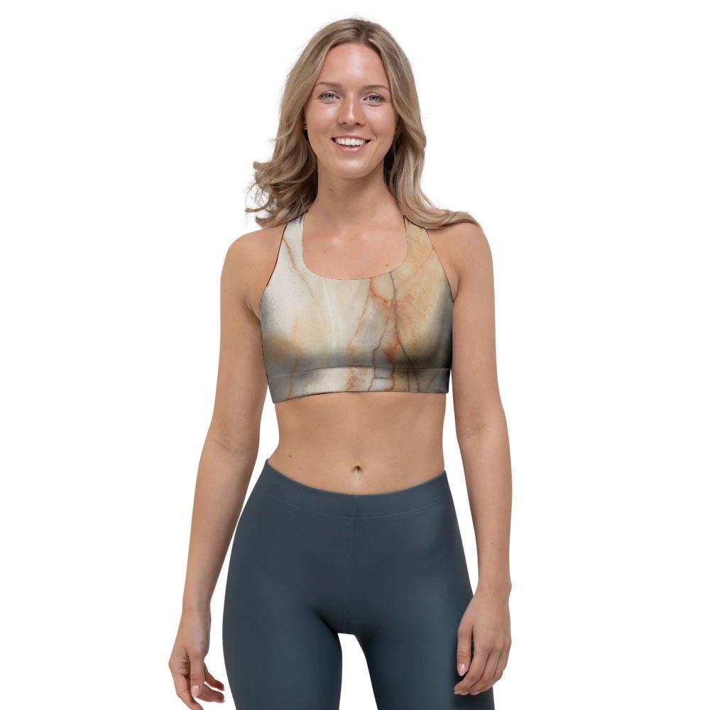 Brown Marble Sports Bra-grizzshop