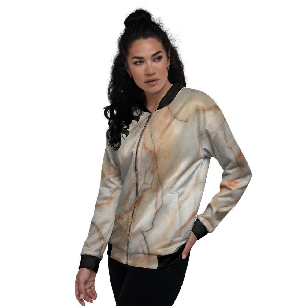 Brown Marble Women's Bomber Jacket-grizzshop
