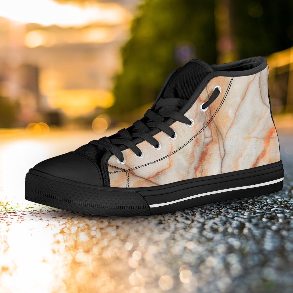 Brown Marble Women's High Top Shoes-grizzshop