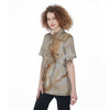 Brown Marble Women's Short Sleeve Shirts-grizzshop