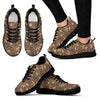 Brown Mushroom Pattern Print Black Sneaker Shoes For Men Women-grizzshop