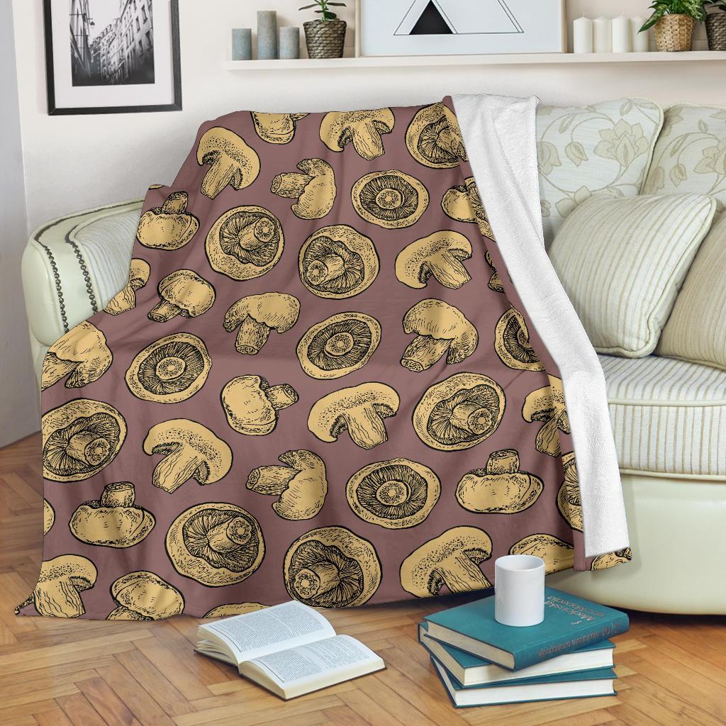 Brown Mushroom Pattern Print Blanket-grizzshop