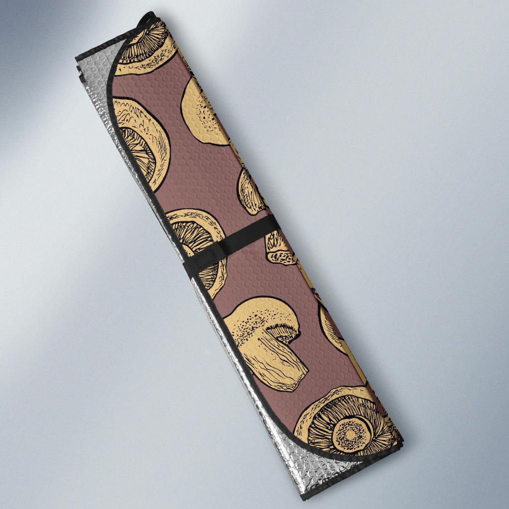 Brown Mushroom Pattern Print Car Sun Shade-grizzshop