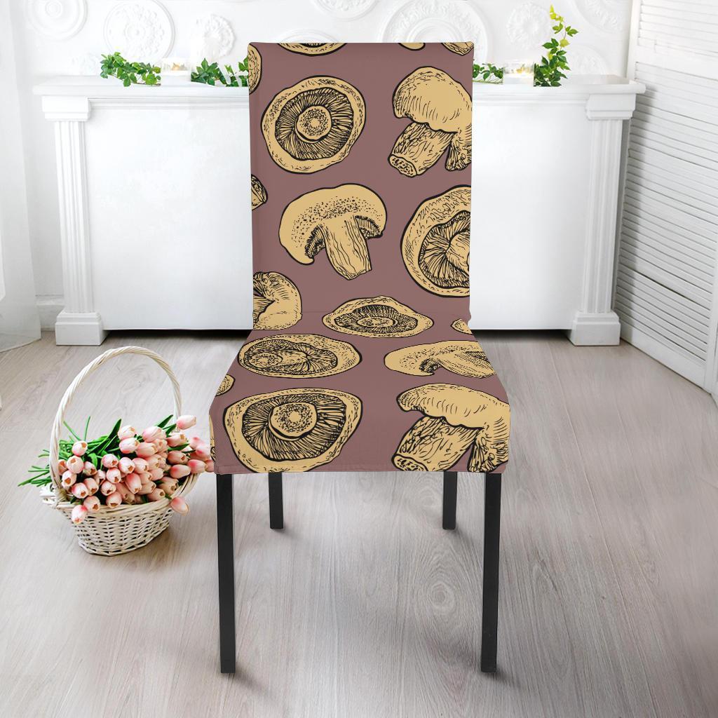 Brown Mushroom Pattern Print Chair Cover-grizzshop