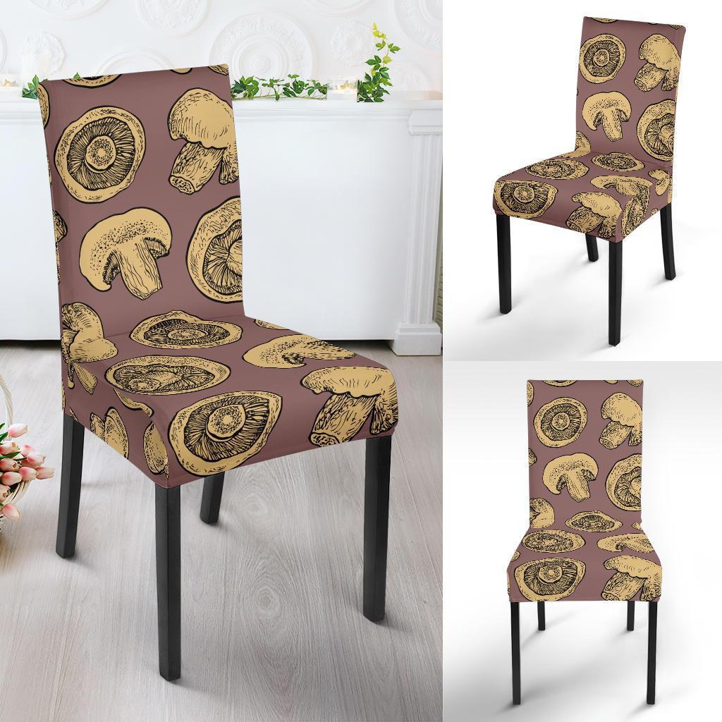 Brown Mushroom Pattern Print Chair Cover-grizzshop