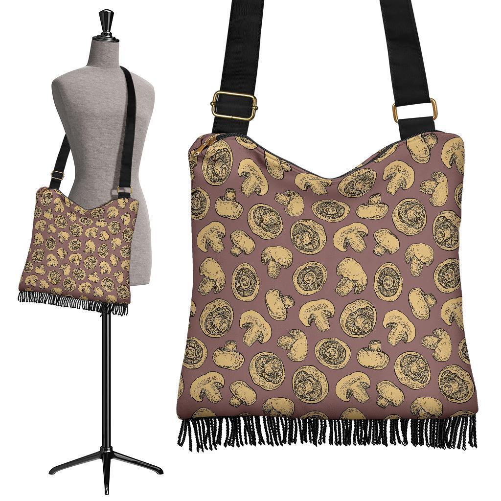 Brown Mushroom Pattern Print Crossbody Bags-grizzshop