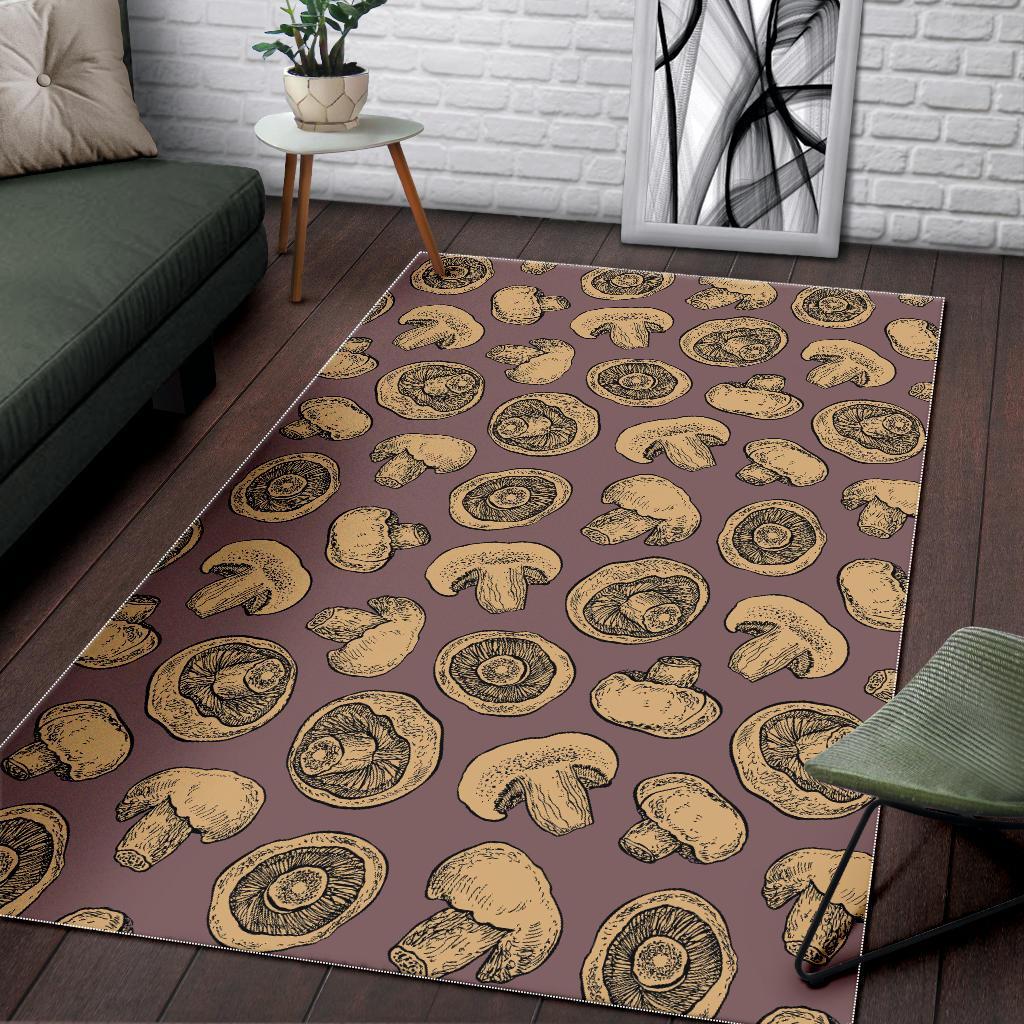 Brown Mushroom Pattern Print Floor Mat-grizzshop