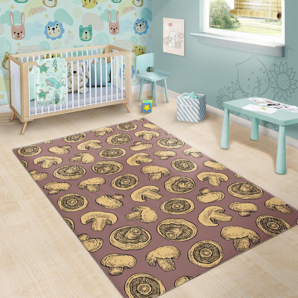 Brown Mushroom Pattern Print Floor Mat-grizzshop