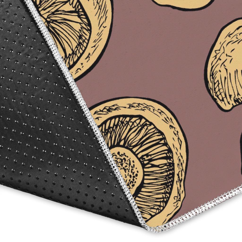 Brown Mushroom Pattern Print Floor Mat-grizzshop