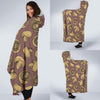 Brown Mushroom Pattern Print Hooded Blanket-grizzshop