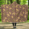 Brown Mushroom Pattern Print Hooded Blanket-grizzshop