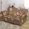 Brown Mushroom Pattern Print Loveseat Cover-grizzshop