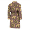 Brown Mushroom Pattern Print Men Long Robe-grizzshop