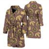 Brown Mushroom Pattern Print Men Long Robe-grizzshop