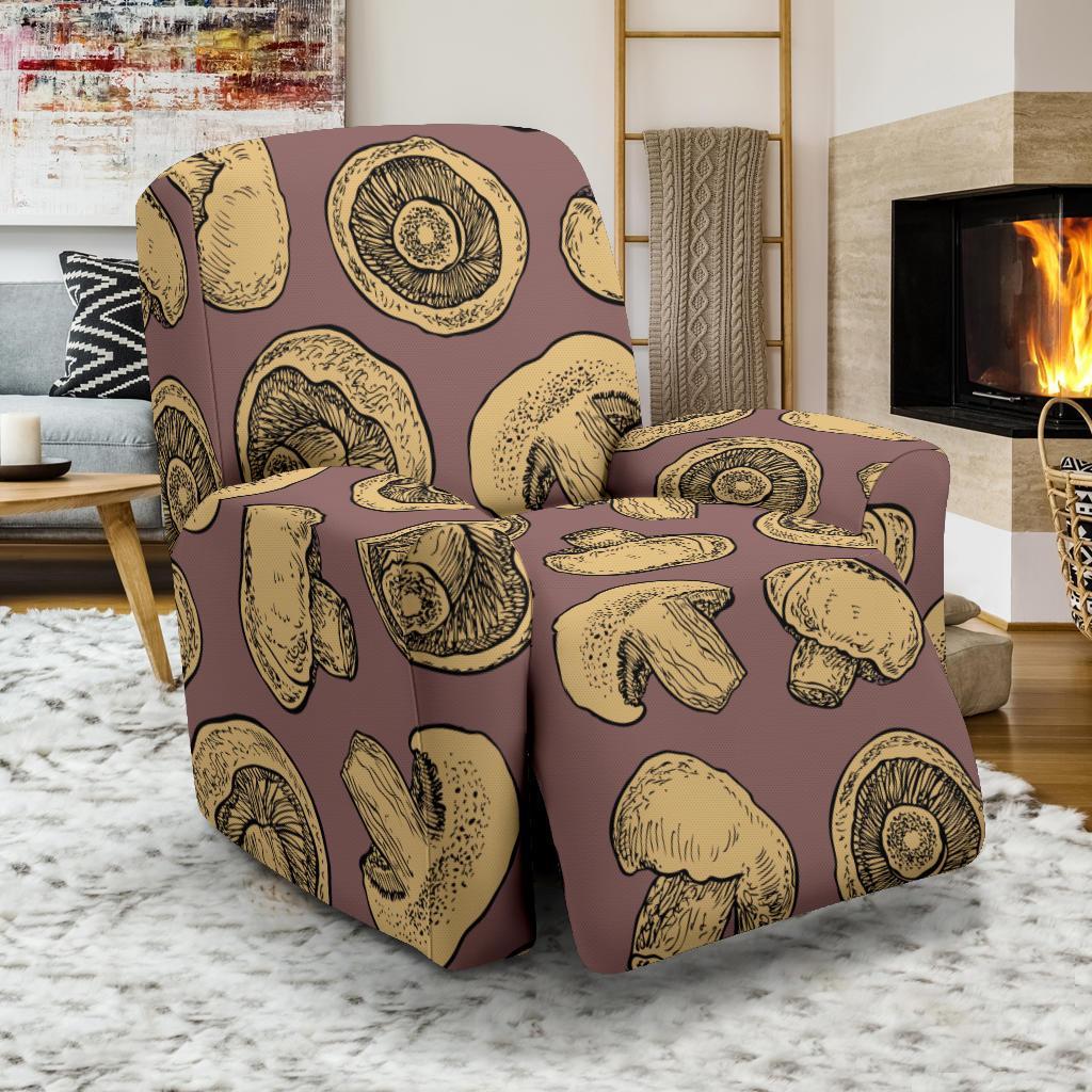 Brown Mushroom Pattern Print Recliner Cover-grizzshop