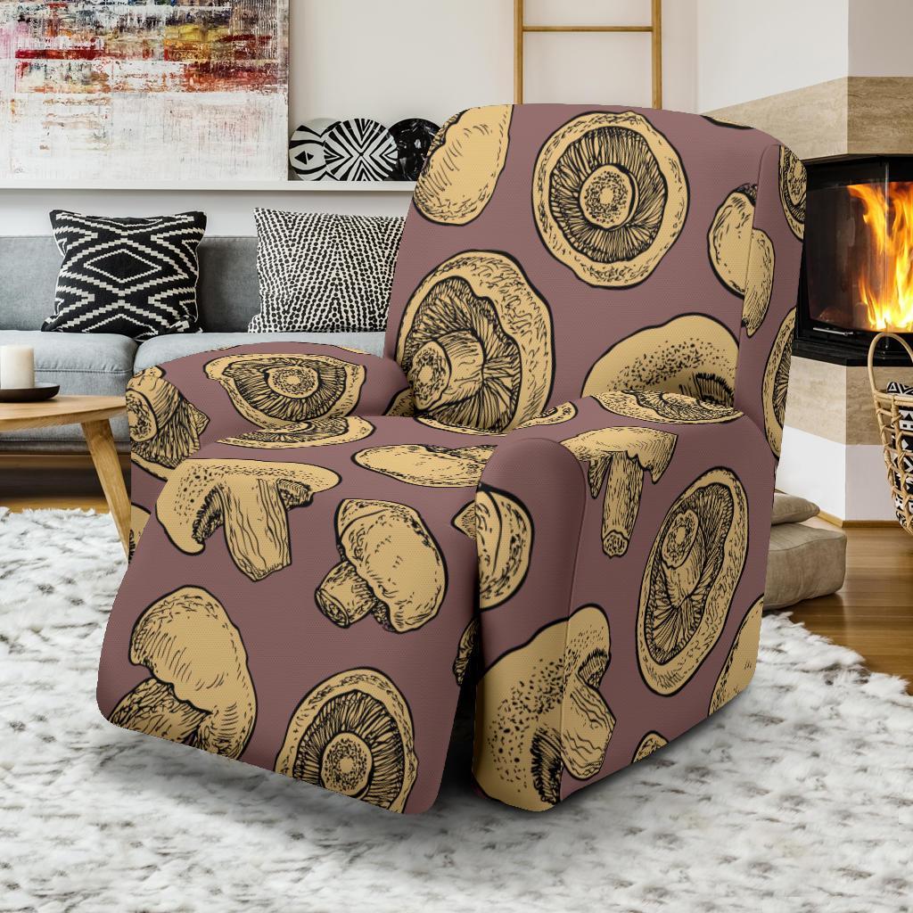 Brown Mushroom Pattern Print Recliner Cover-grizzshop