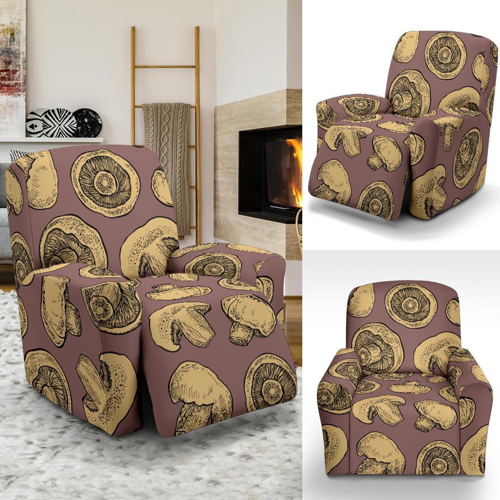 Brown Mushroom Pattern Print Recliner Cover-grizzshop