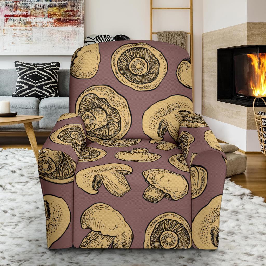 Brown Mushroom Pattern Print Recliner Cover-grizzshop