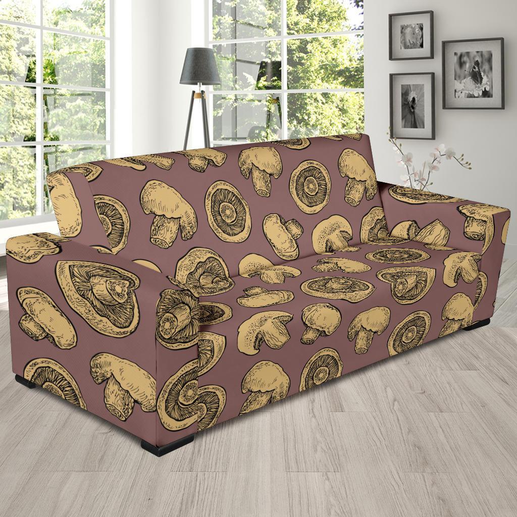 Brown Mushroom Pattern Print Sofa Covers-grizzshop