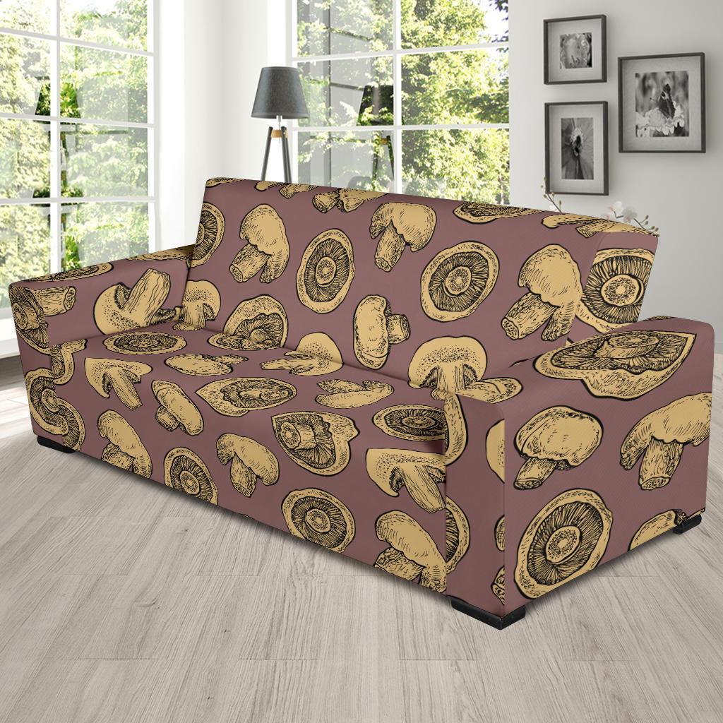 Brown Mushroom Pattern Print Sofa Covers-grizzshop