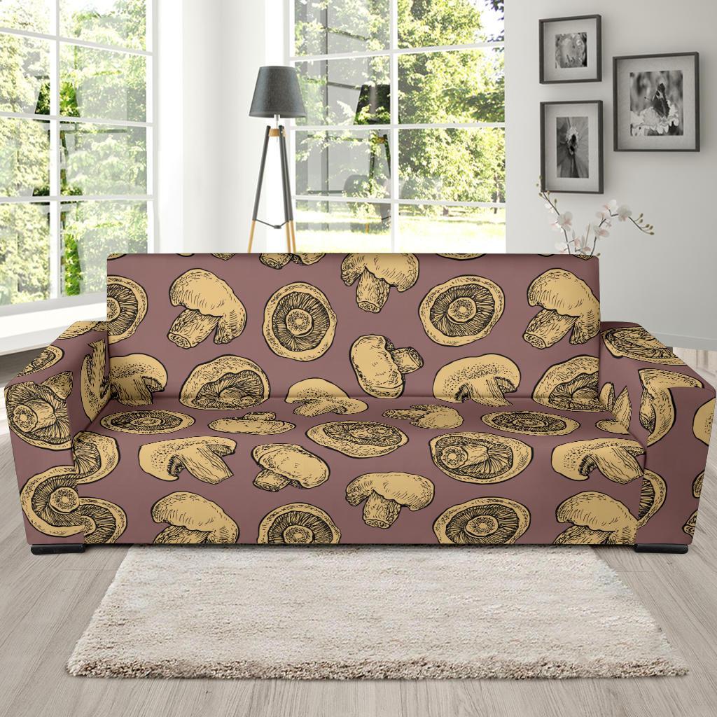 Brown Mushroom Pattern Print Sofa Covers-grizzshop