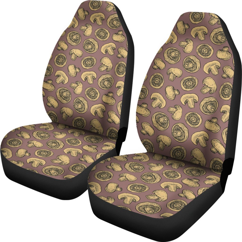 Brown Mushroom Pattern Print Universal Fit Car Seat Cover-grizzshop