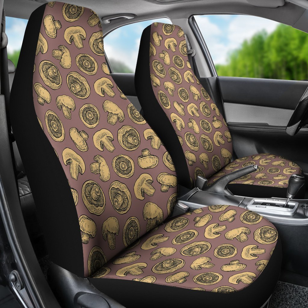 Brown Mushroom Pattern Print Universal Fit Car Seat Cover-grizzshop