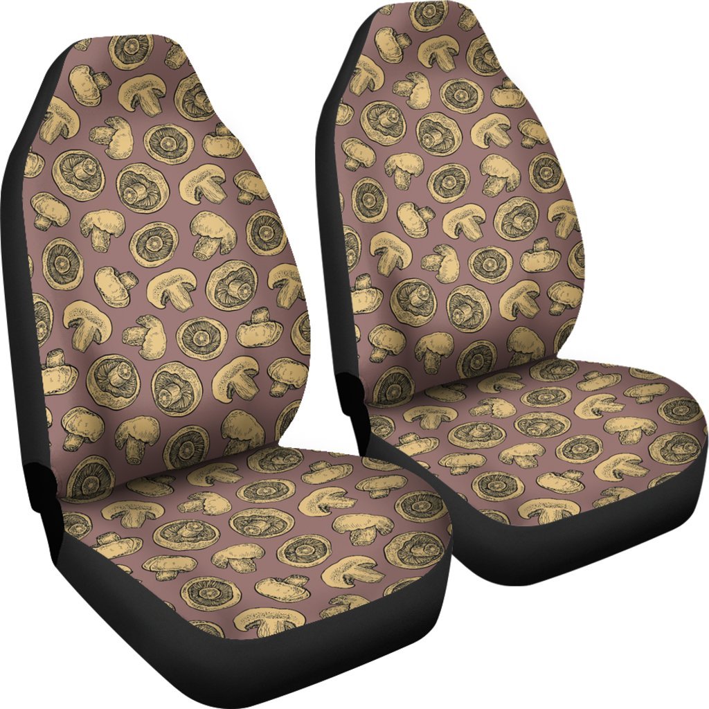 Brown Mushroom Pattern Print Universal Fit Car Seat Cover-grizzshop