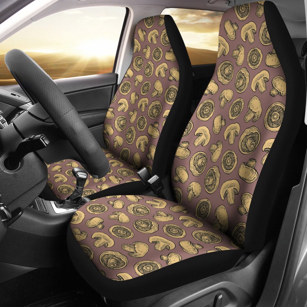 Brown Mushroom Pattern Print Universal Fit Car Seat Cover-grizzshop