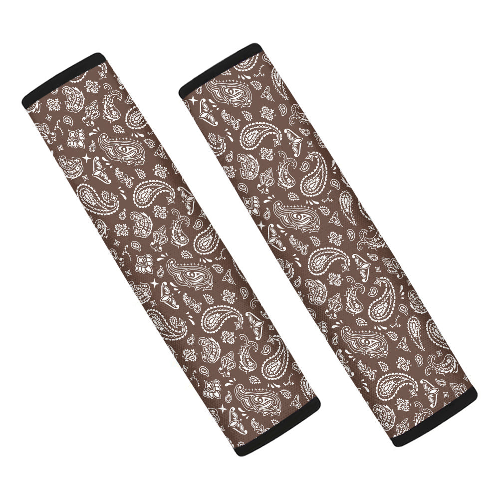 Brown Paisley Bandana Print Car Seat Belt Cover-grizzshop