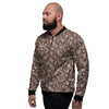 Brown Paisley Bandana Print Men's Bomber Jacket-grizzshop