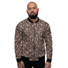 Brown Paisley Bandana Print Men's Bomber Jacket-grizzshop