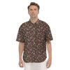 Brown Paisley Bandana Print Men's Short Sleeve Shirts-grizzshop