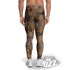 Brown Patchwork Paisley Print Pattern Men's Leggings-grizzshop