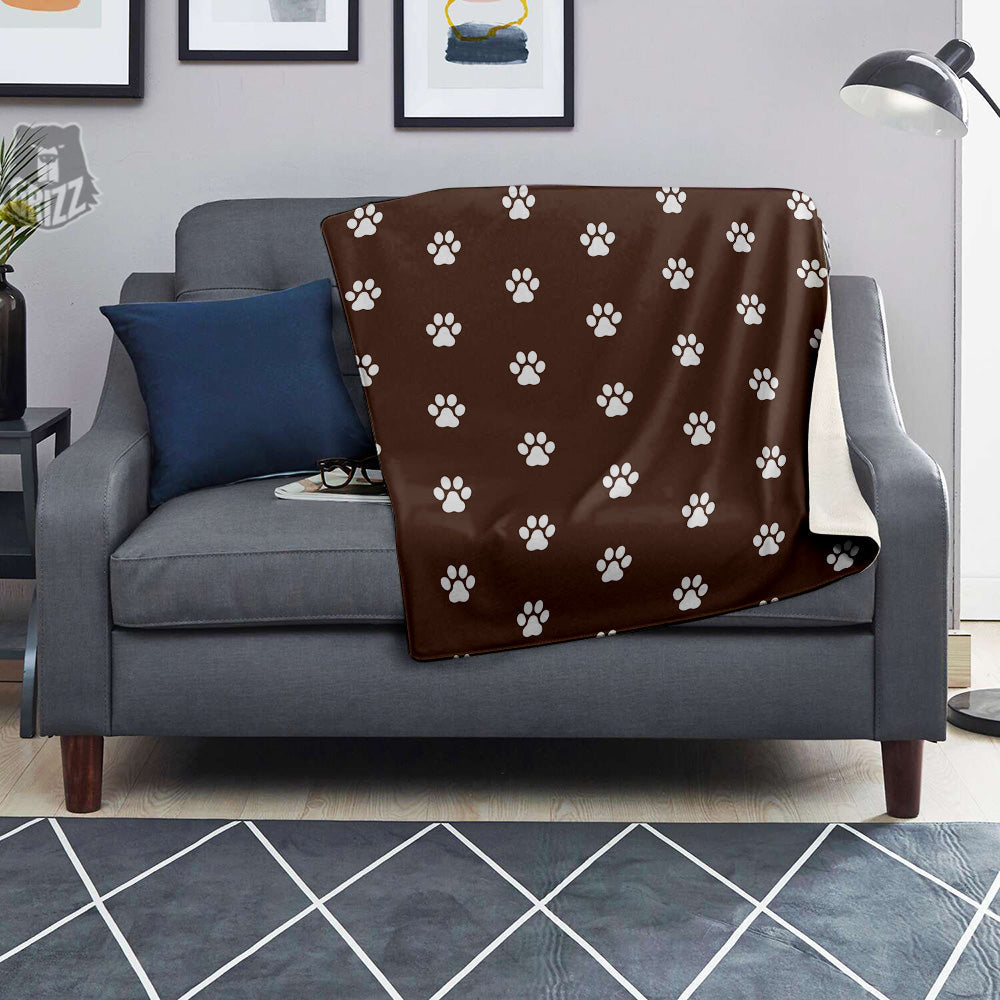 Brown Paw Print Blanket-grizzshop