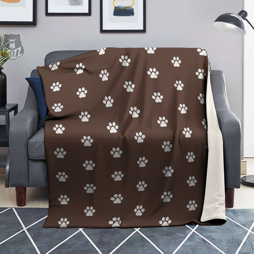 Brown Paw Print Blanket-grizzshop