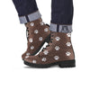 Brown Paw Print Leather Boots-grizzshop