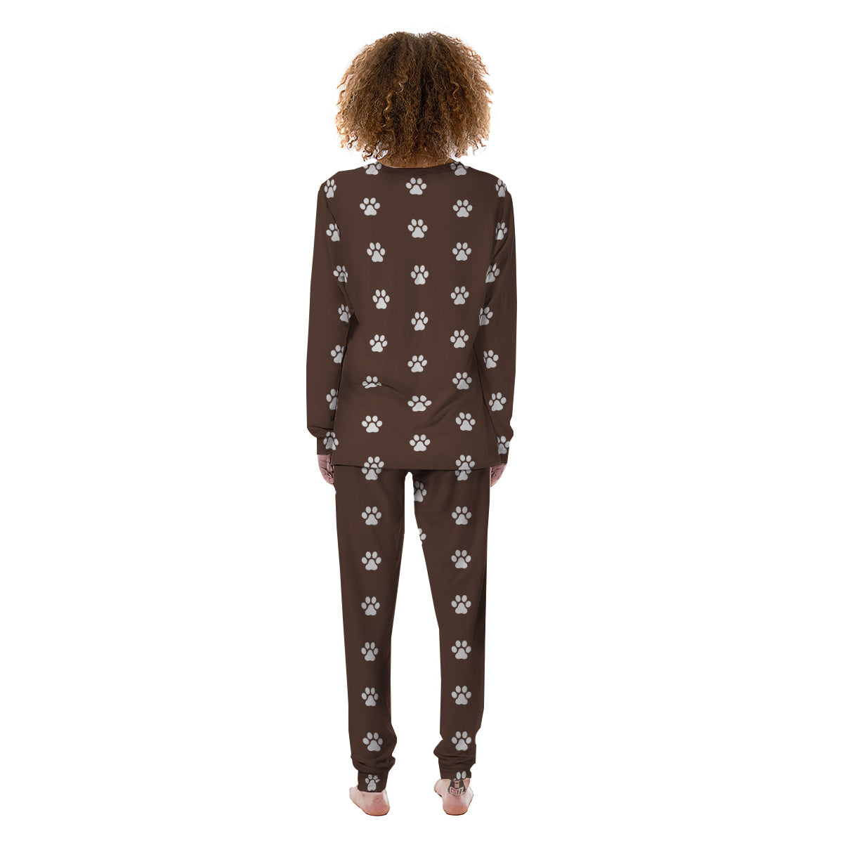 Brown Paw Print Women's Pajamas-grizzshop