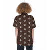 Brown Paw Print Women's Short Sleeve Shirts-grizzshop