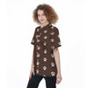 Brown Paw Print Women's Short Sleeve Shirts-grizzshop