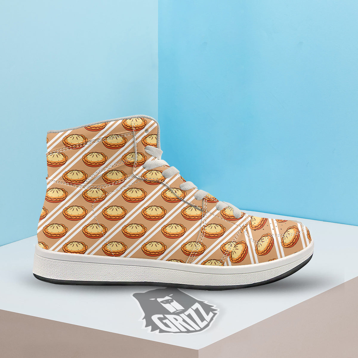 Brown Pie Crumble Print Pattern High Top Sneakers-grizzshop