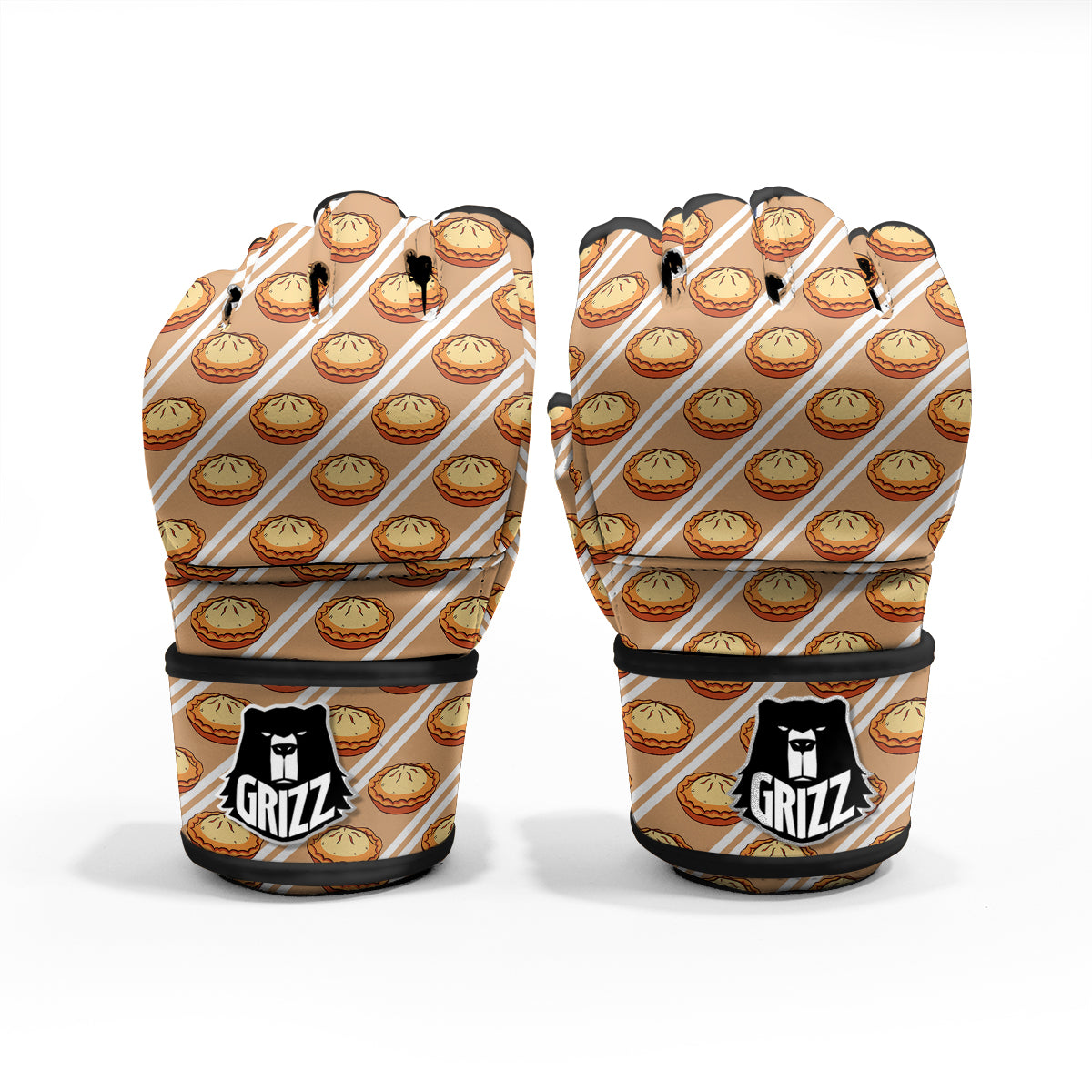 Brown Pie Crumble Print Pattern MMA Gloves-grizzshop