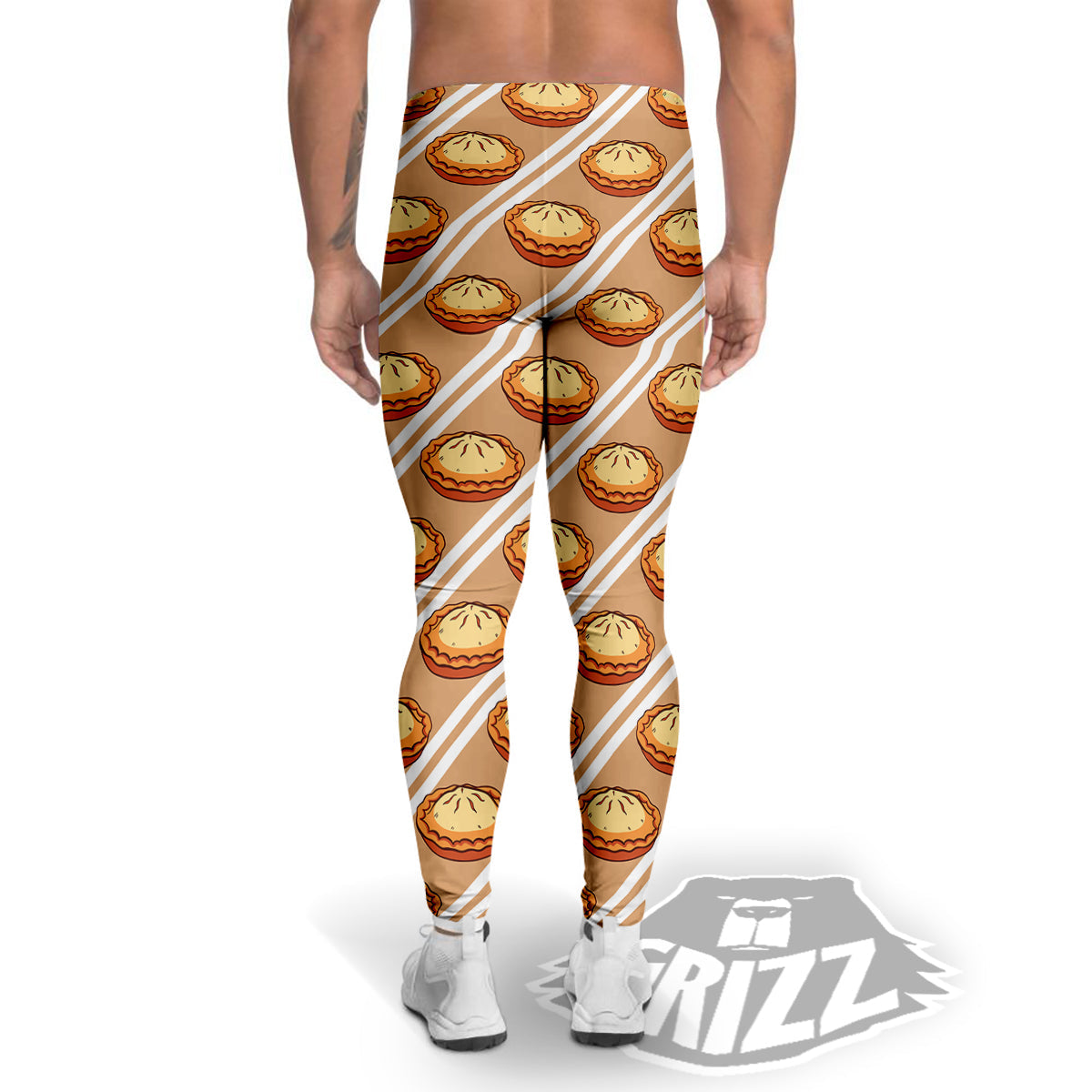 Brown Pie Crumble Print Pattern Men's Leggings-grizzshop