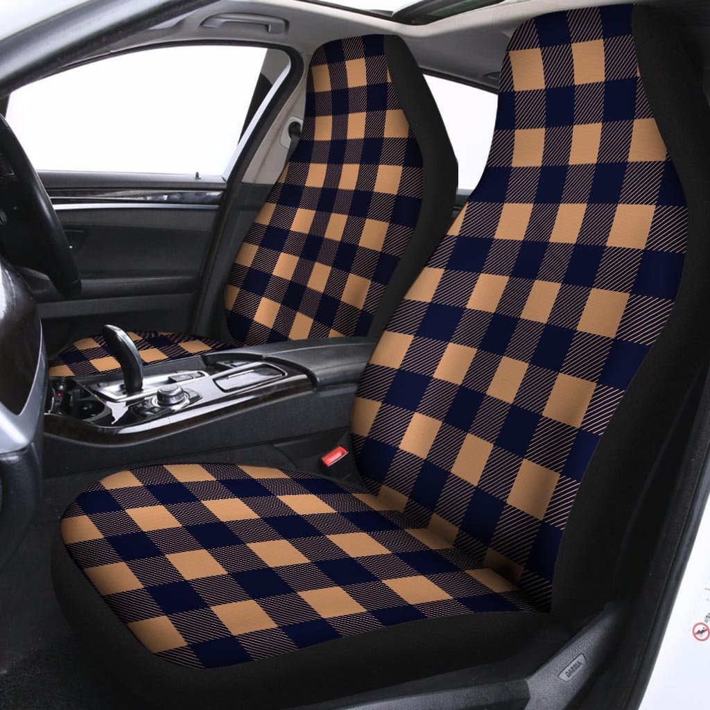 Brown Plaid Car Seat Covers-grizzshop