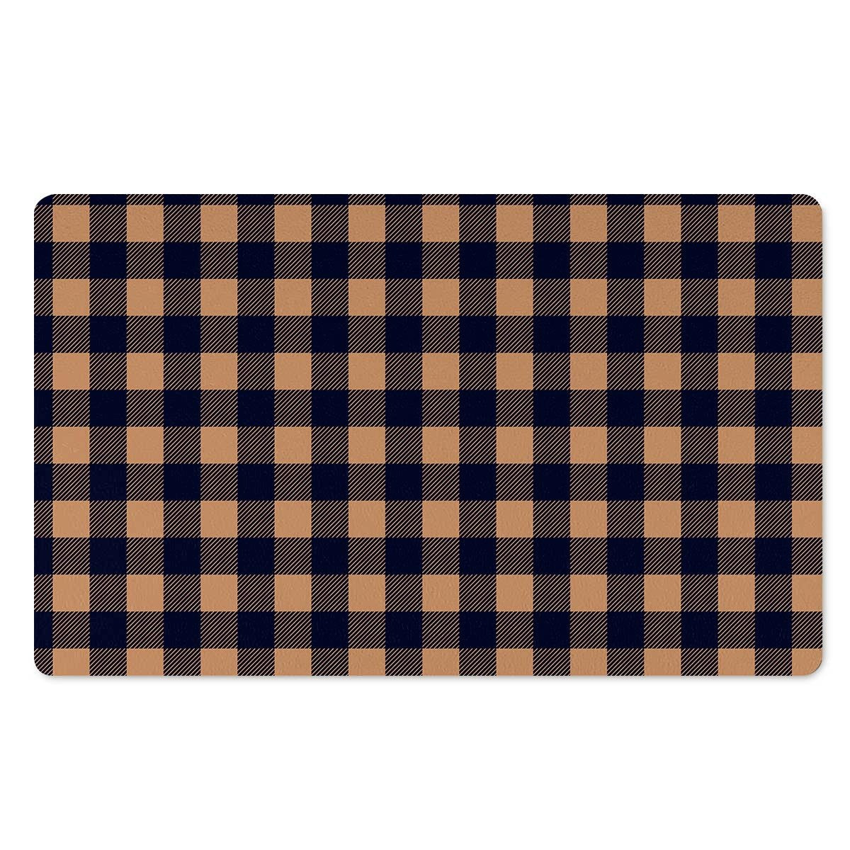 Brown Plaid Door Mat-grizzshop