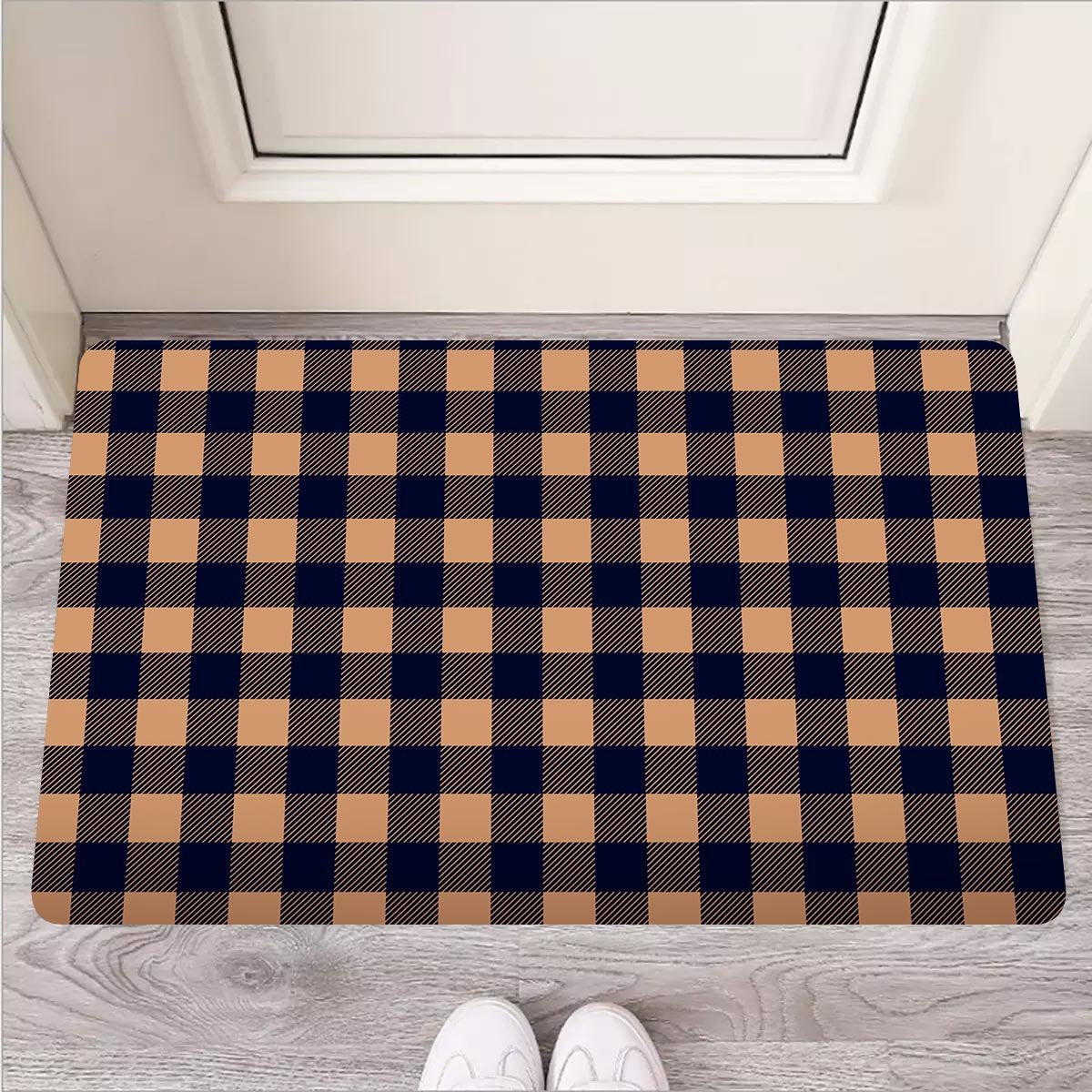 Brown Plaid Door Mat-grizzshop