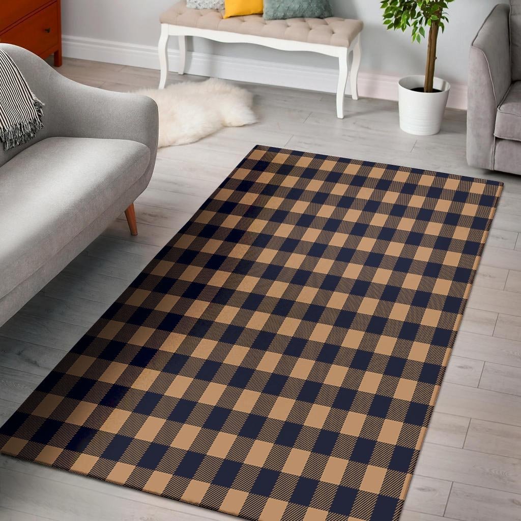 Brown Plaid Floor Mat-grizzshop